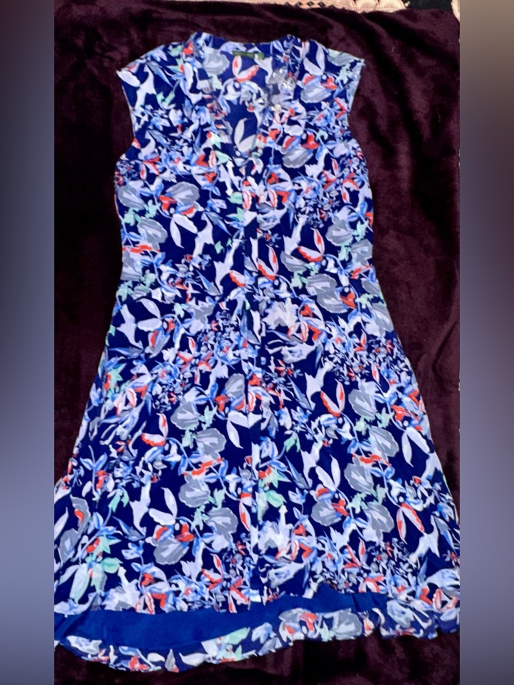 The Letter Silk Blue Floral Midi Dress